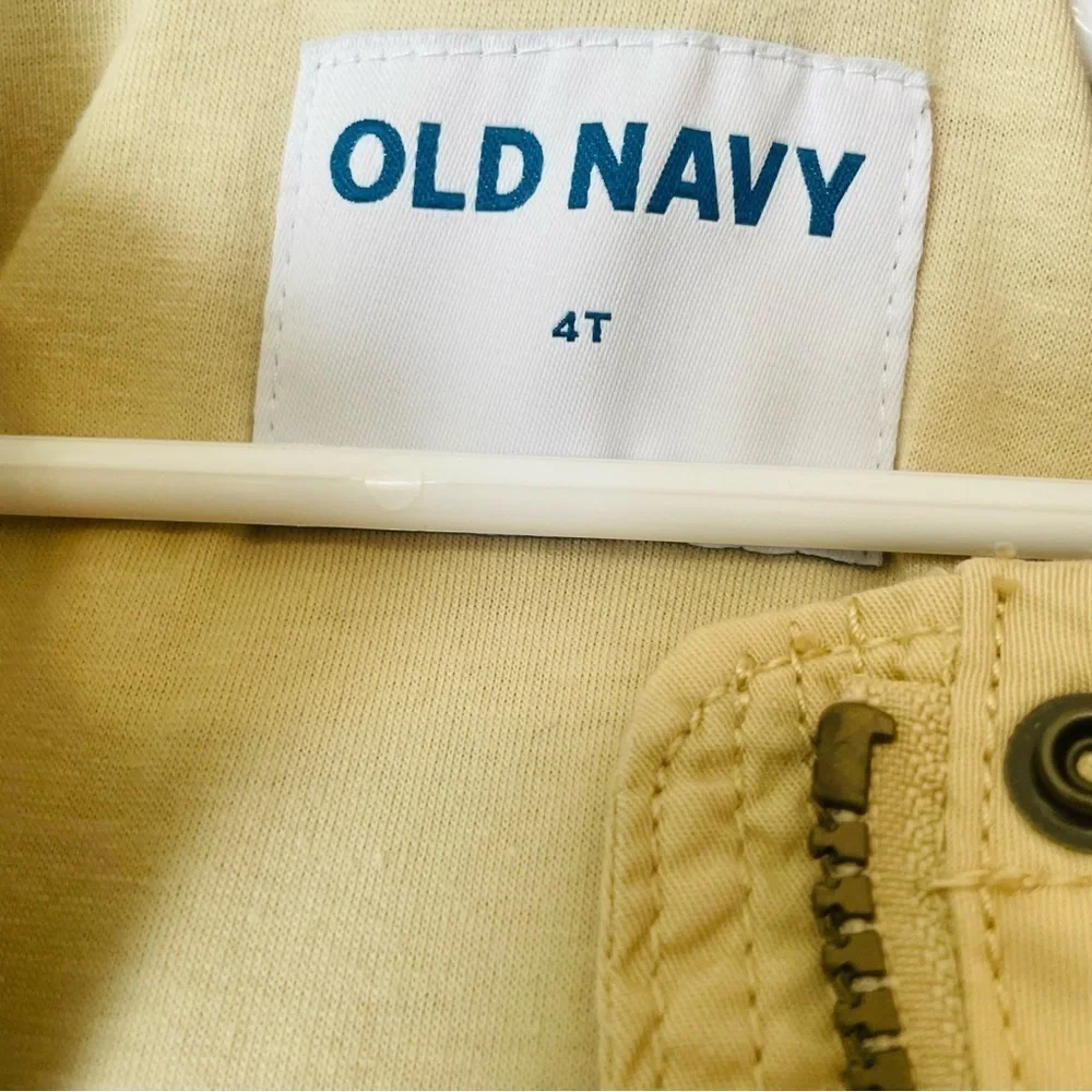 Old Navy toddler boy jacket size 4T khaki utility hooded winter snap button kid